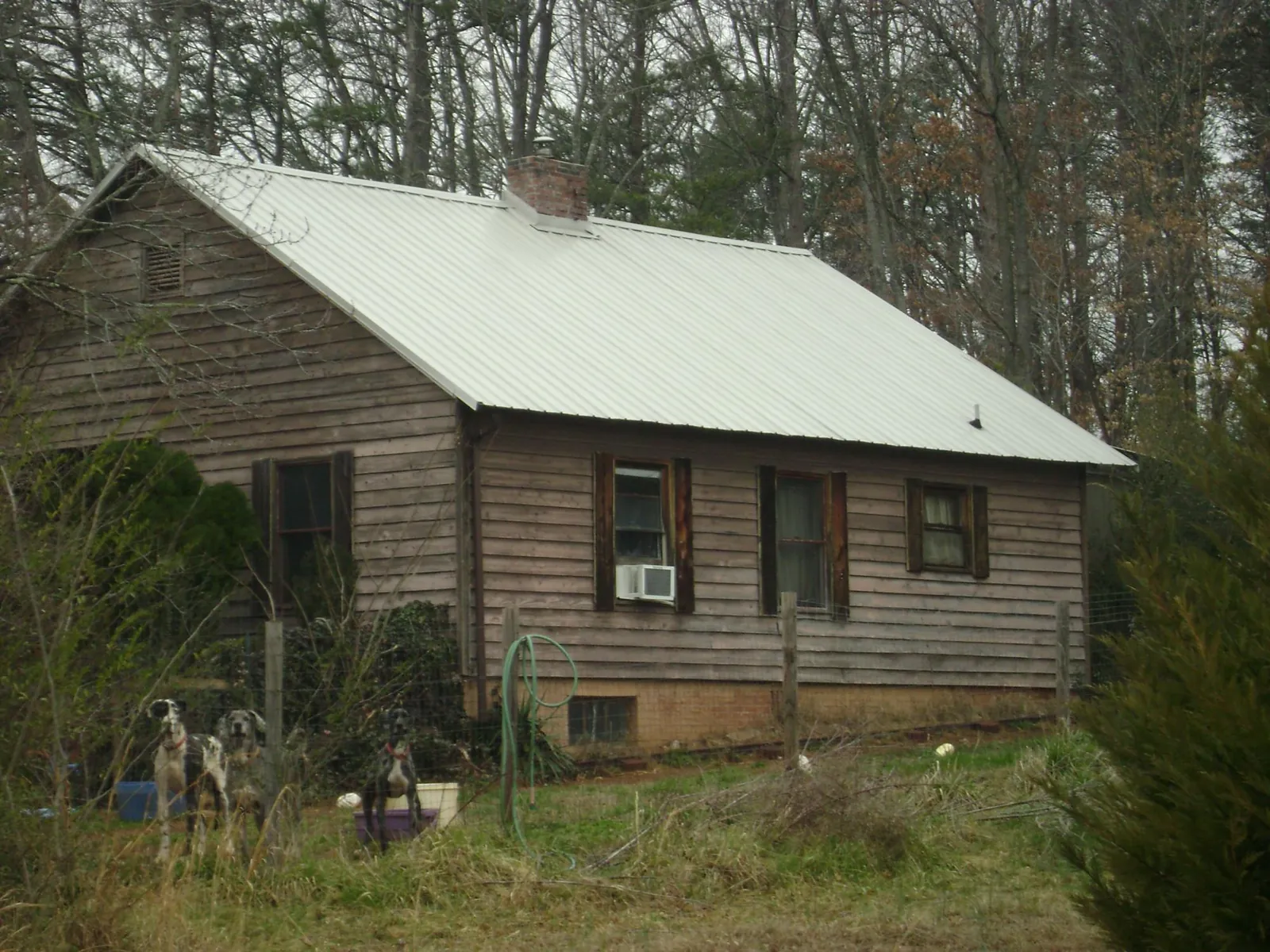 White metal roof on an old wood sided farmhouse, from a Metal Roof Installation job in Newtonville